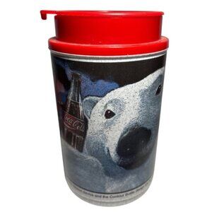 Vintage 1993 Coca-Cola Polar Bear Travel Mug With Red Lid Handle